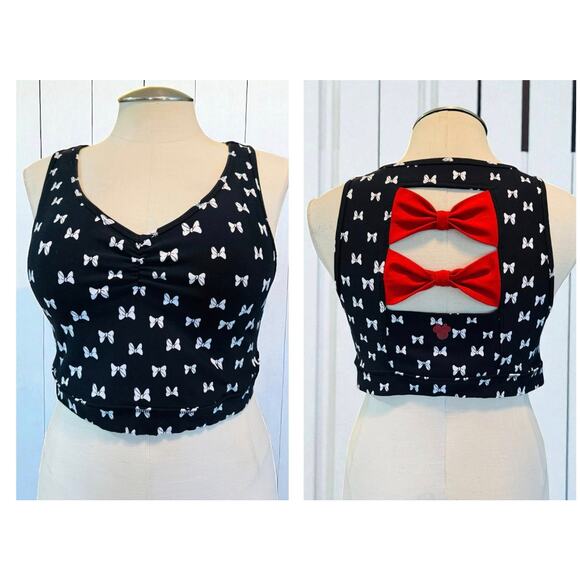 Torrid 3 (3X 22/24) Disney Minnie Mouse Bow Back Sports Gym Wireless Bra V-Neck - Picture 1 of 3